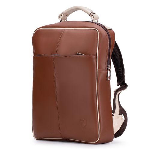 Mochila Compacta em Couro Com Suporte Para Noteboo... - JFECOURO