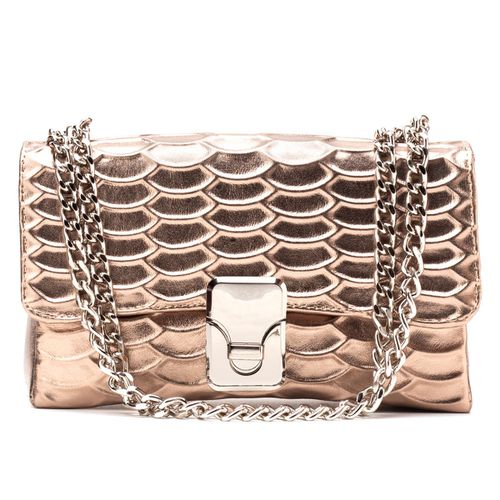 Bolsa Feminina Dourada em Couro Legítimo Texturiza... - Leandra Soares bags