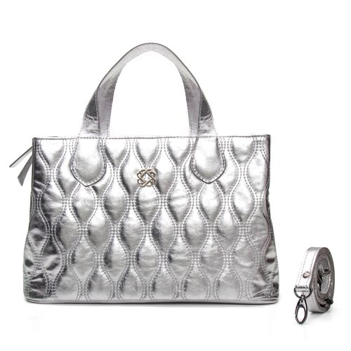  bolsa couro legitimo metalizada - Leandra Soares bags