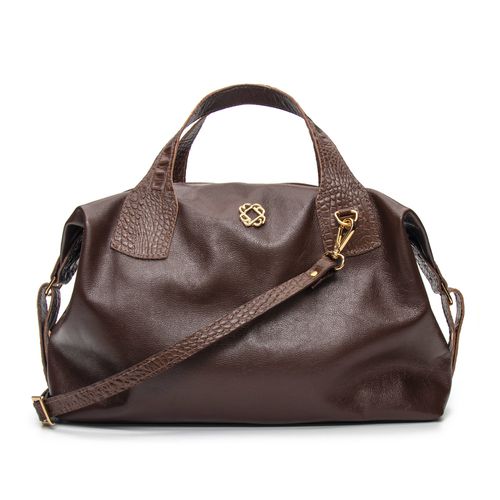 Bolsa Feminina Grande em Couro Marrom Ombro ou Tra... - Leandra Soares bags