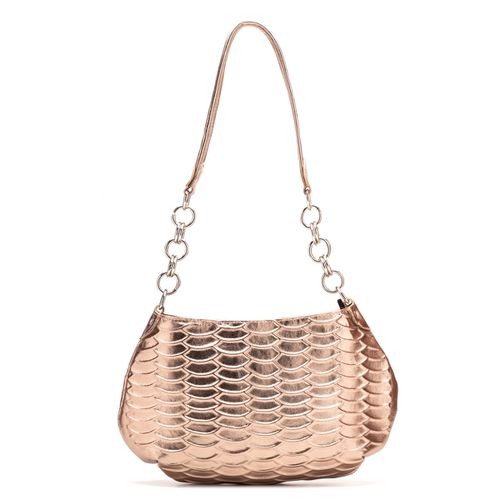 Bolsa Feminina Pequena Couro Bronze Escamado - Ateliê Leandra Soares