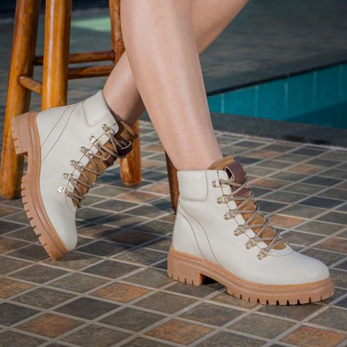  Bota Coturno Feminino Alba Creme - Alba Creme - LEEFOOT