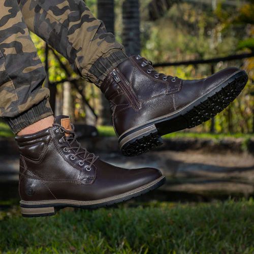Bota casual em couro Aston Café - Aston Café - LEEFOOT