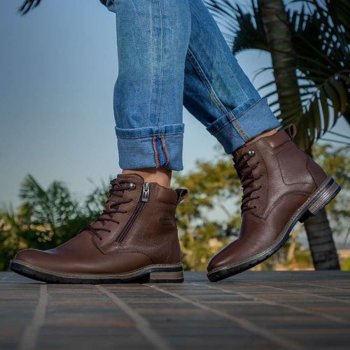 Bota casual em couro Dante Castanho - Dante Casta... - LEEFOOT