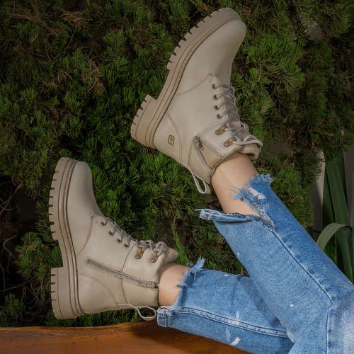  Bota Coturno Feminino Hickman Marfim - Hickman Ma... - LEEFOOT