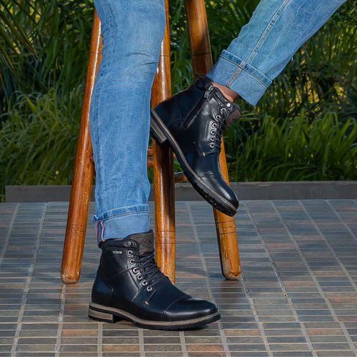 Bota casual em couro Silver Preto - Silver Preto - LEEFOOT