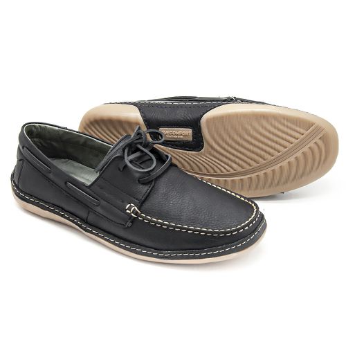 Mocassim Confortável Couro Preto Leveterapia - 430... - Levecomfort Calçados