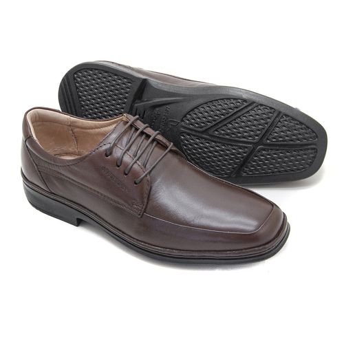 Sapato Social Masculino Conforto Couro Dark Brown ... - Levecomfort Calçados