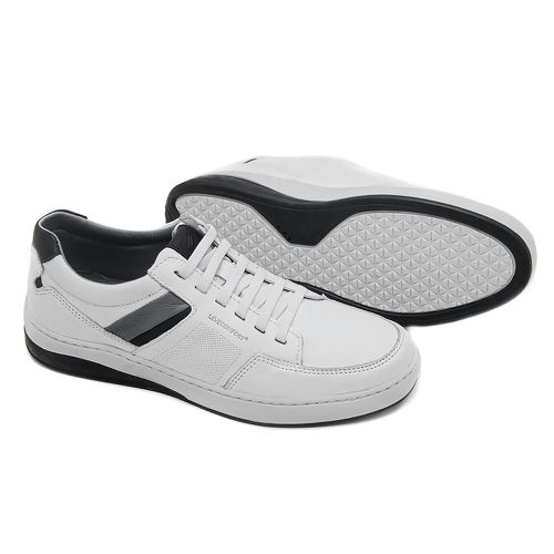 Sapatênis Leve Couro Branco Leveterapia - 45701 - Levecomfort Calçados