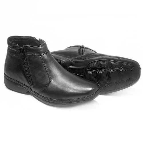 Bota Leve Social Masculina Couro Preto Leveterapia... - Levecomfort Calçados