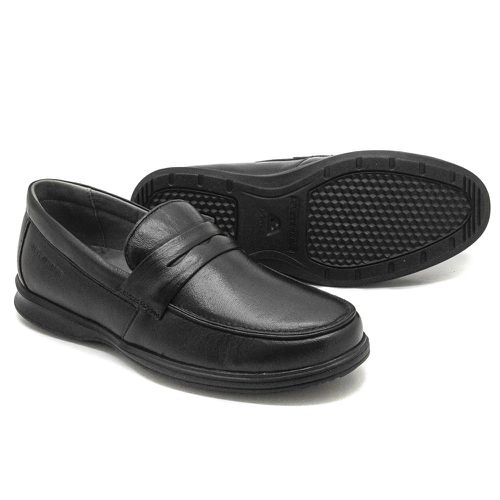 Sapato Casual Masculino Conforto Couro Preto Levet... - Levecomfort Calçados