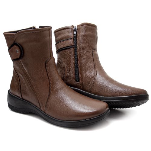 Bota Feminina Confortável Couro Legitimo Caramelo ... - Levecomfort Calçados