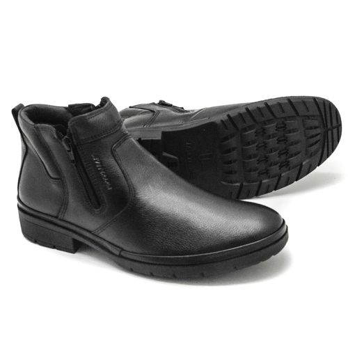 Bota Coturno Conforto Antiderrapante Couro Preto L... - Levecomfort Calçados
