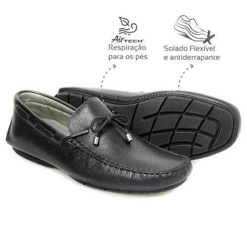 Mocassim Confortável Flexível Preto Leveterapia - ... - Levecomfort Calçados
