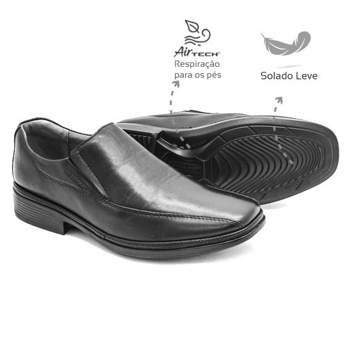 Sapato social Leve Couro Preto Leveterapia - 4590... - Levecomfort Calçados