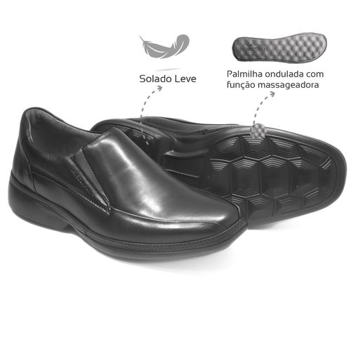 Sapato Social Leve Conforto Couro Preto Leveterapi... - Levecomfort Calçados