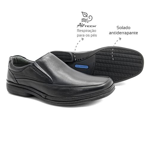 Sapato Social Masculino Conforto Couro Preto Levet... - Levecomfort Calçados