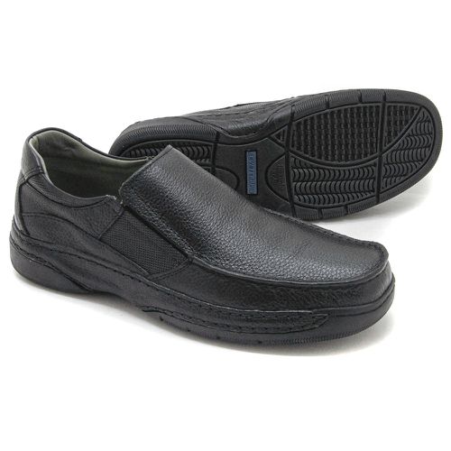 Sapato Casual em couro Preto com elástico Levetera... - Levecomfort Calçados