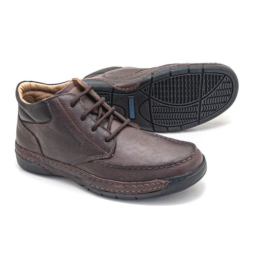 Bota Casual em couro Cafe com Cadarço Leveterapia ... - Levecomfort Calçados