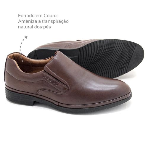 Sapato Social Masculino Conforto Couro Cafe Levete... - Levecomfort Calçados