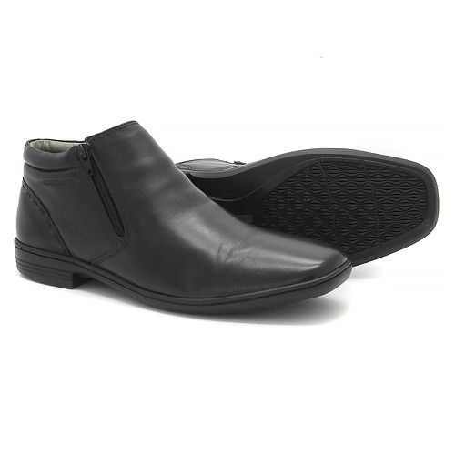 Bota social masculina Confortech Couro Preto Legit... - Levecomfort Calçados