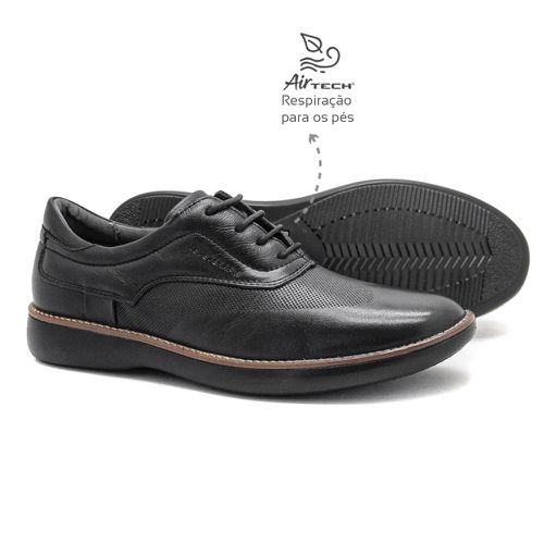 Sapato Casual Couro Legitimo Preto Leveterapia - 4... - Levecomfort Calçados