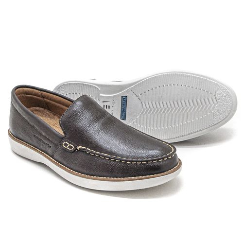 Sapato Casual Couro Legitimo Dark Brown Leveterapi... - Levecomfort Calçados