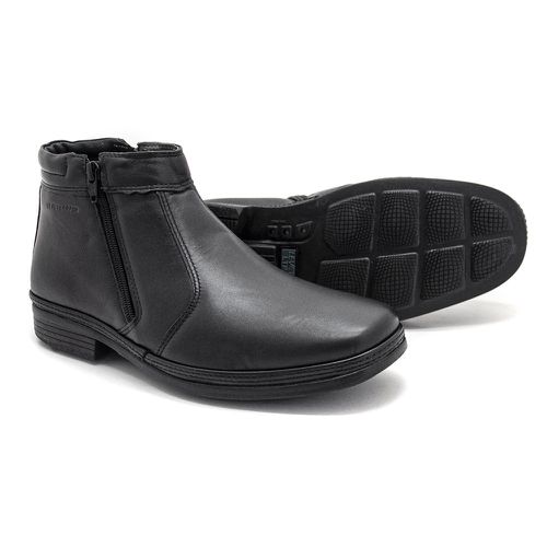 Bota social masculina Leve Couro Preta New York Le... - Levecomfort Calçados
