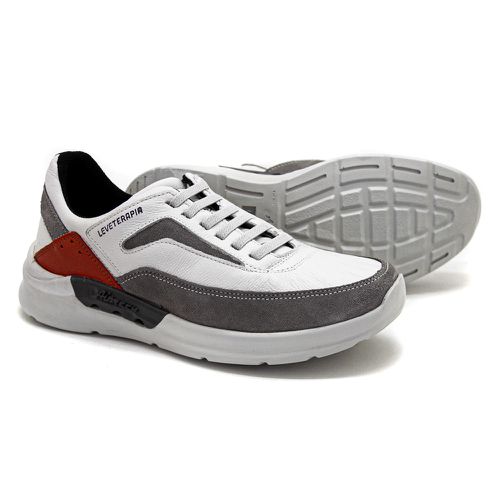 Tênis Masculino Couro Legitimo Off White Leveterap... - Levecomfort Calçados
