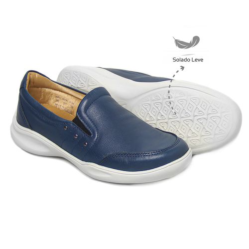 Tênis Feminino Confortável com elástico Couro Mari... - Levecomfort Calçados
