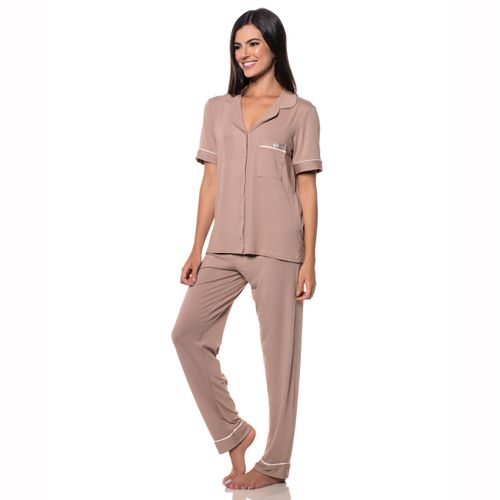 PIJAMA AMERICANO LONGO - CHOCOLATE - 8328A-CHOCOLA... - Loik