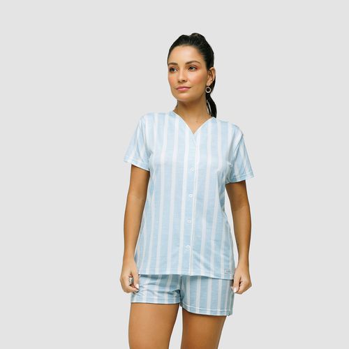 17.01.020 PIJAMA AMERICANO LISTRADO - AZUL CELESTE... - Loik