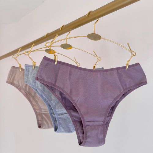 KIT CALCINHA TANGA ALGODÃO - COM 03 PEÇAS - CHOCOL... - Loik