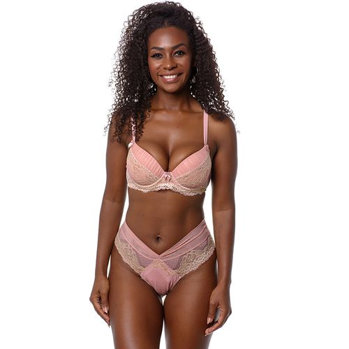CALCINHA FIO DUPLO RENDA E TULE ROMANCE E CREME - ... - Loik
