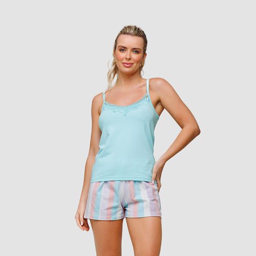 PIJAMA REGATA ALÇA PREMIUM - TURQUESA - 1701248-TU... - Loik