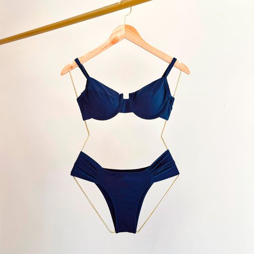 TOP MAYSA MEIA TAÇA RETRO BIQUINI - AZUL MARINHO -... - Loik