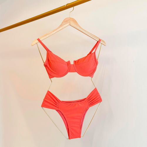 TOP MAYSA MEIA TAÇA RETRO BIQUINI - CORAL - 101-CO... - Loik
