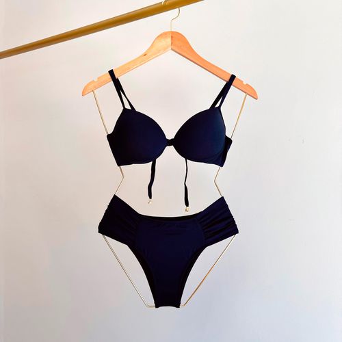 CALCINHA LISA PLISSADA BIQUINI - PRETO - 50-PRETO - Loik