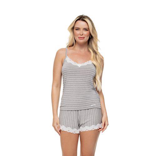 1901025 SHORT DOLL COM RENDA VISCOLYCRA - CINZA - ... - Loik