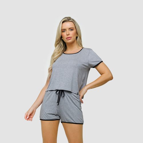 PIJAMA COM FRISO CASUAL VISCOLYRA - CINZA - 170104... - Loik
