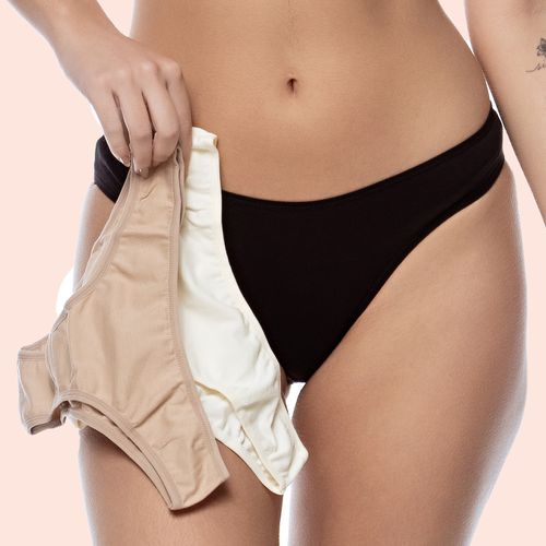 KIT TANGA ALGODÃO - COM 03 PEÇAS - MARFIM/CHOCOLAT... - Loik