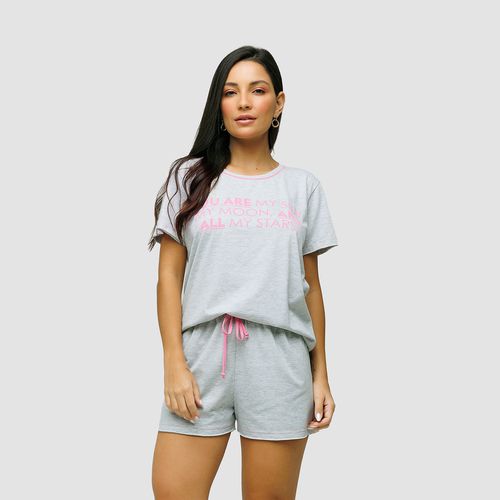 PIJAMA MESCLA COM SILCK ALGODÃO - CINZA - 1701202-... - Loik