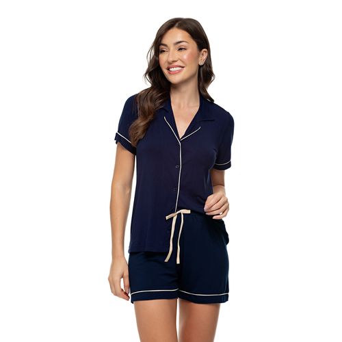 1901011 PIJAMA AMERICANO VISCOLYCRA - AZUL MARINHO... - Loik