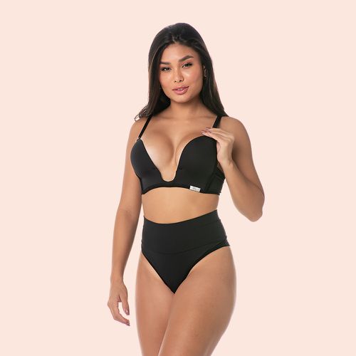 SUTIÃ DECOTE PROFUNDO COM BOJO SEM ARO EM MICROFIB... - Loik