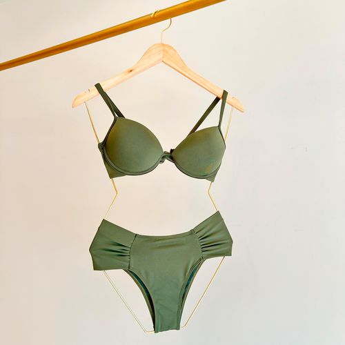 CALCINHA LISA PLISSADA BIQUINI - VERDE MAJOR - 50-... - Loik