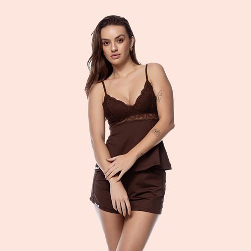 SHORT DOLL ALCINHA MICROFIBRA - CACAU - 8344A-CACA - Loik