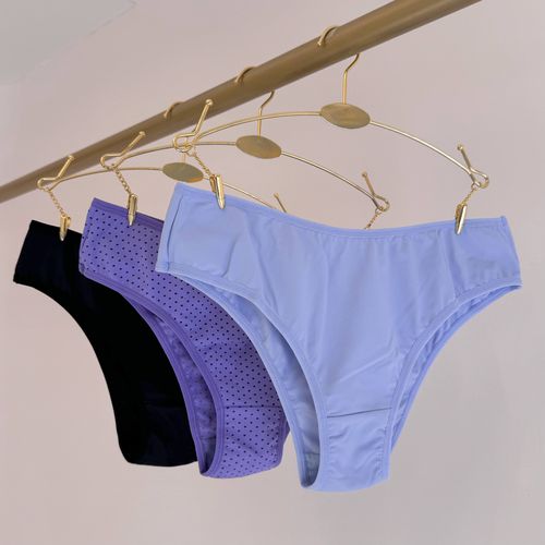 KIT CALCINHA MICROFIBRA TANGA - COM 03 PEÇAS - PRE... - Loik