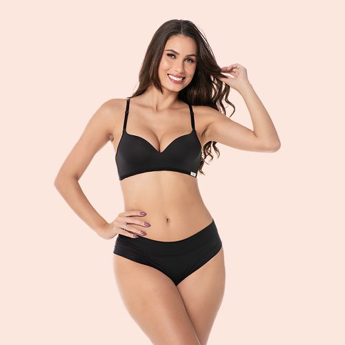 SUTIÃ SEM ARO COM BOJO MEIA TAÇA EM MICROFIBRA - P... - Loik