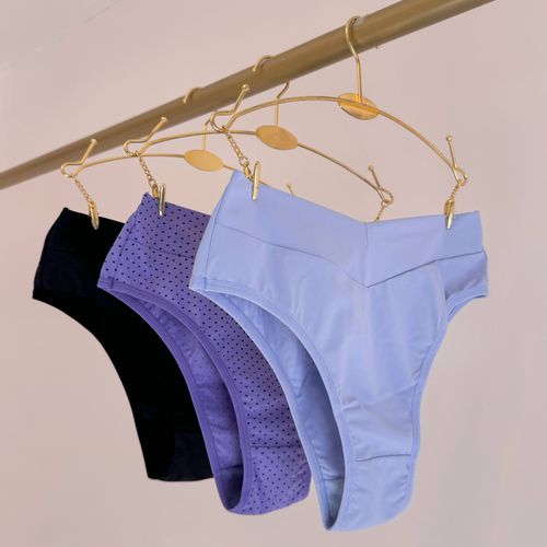 KIT CALCINHA MICROFIBRA CINTURA ALTA - COM 03 PEÇA... - Loik