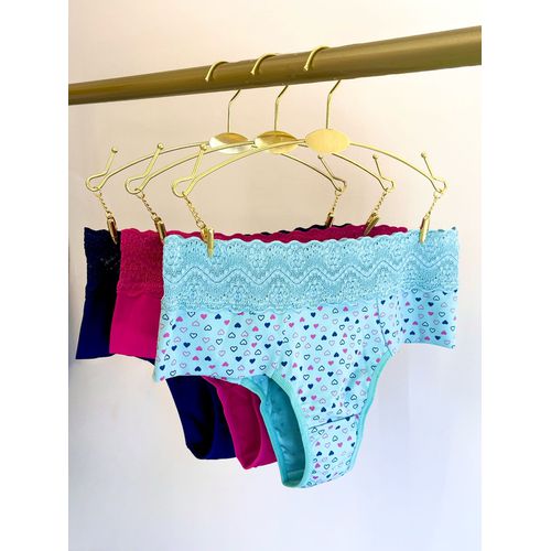 Kit Calcinha Microfibra Cós em Renda com 3 Peças -... - Loik